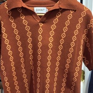 OXKNIT Rust Patterned Polo Shirt